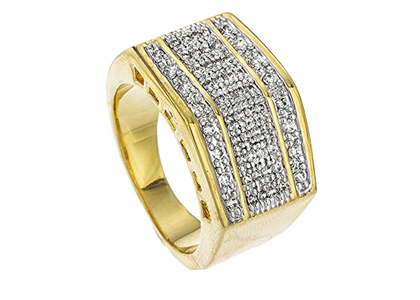 Gold Plated Mens Rectangle Hip Hop Ring